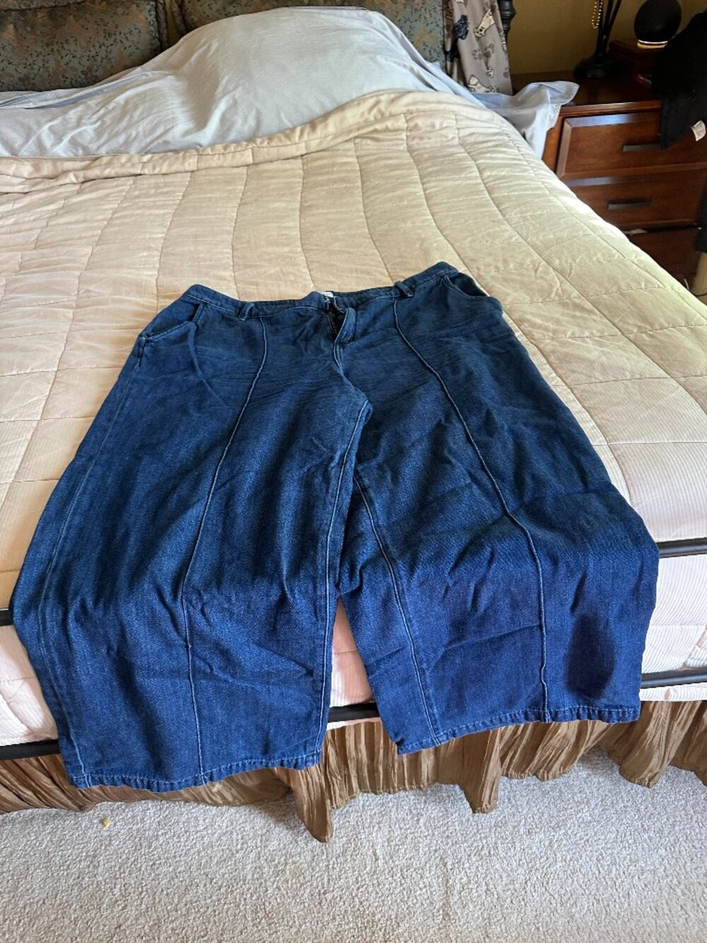 Lane Bryant Womens Size 18 Wide Leg Jeans Dark Wash Denim Front Seam Detail